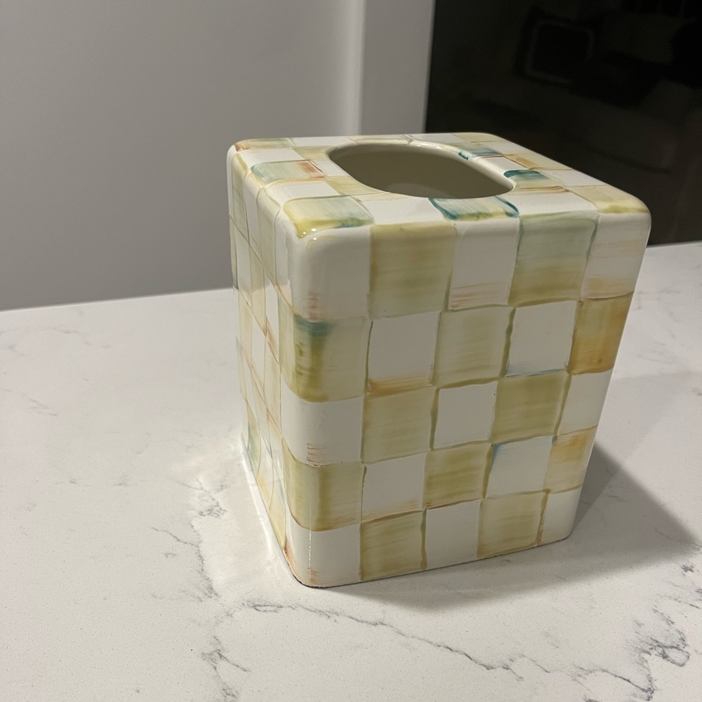 Mackenzie Childs Parchment Check RETIRED tissue box